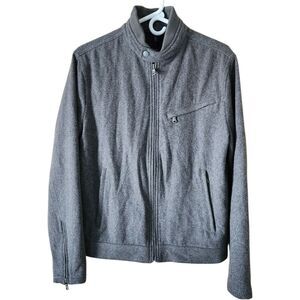 Express Gray Wool Blend Zip-Up Mens Bomber Jacket. Sz. S